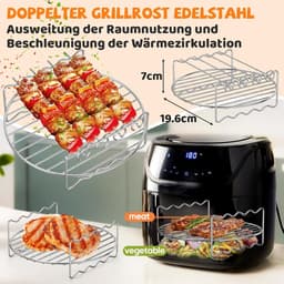 Accessoires voor Airfryer Gescht voor Philips Essential XL 6,2L (HD9270/90), Ninja PRO 4,7L AF140EU, Ninja MAX PRO 6,2L AF180EU, BPA-vrij heteluchtfrituurpan accessoires bakvorm, herbruikbare accessoires — thumbnail 7