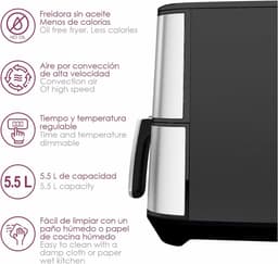Digitale Luchtfriteuse 5,5 Liter 1800W Met Geborsteld Staal — thumbnail 4