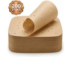 Consumerce® Airfryer Bakpapier XXL (23cm) - 200 Vellen - Air Fryer Accessoires - Siliconen Bakje Vierkant - Wegwerpbakjes Rechthoek - Heteluchtfriteuse - Friteuse