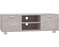 TV Meubel - Mediabureau Dressoir - Woonkamer Opbergen - Houtsnijwerk Detail - 120cm Breed - Betongrijs