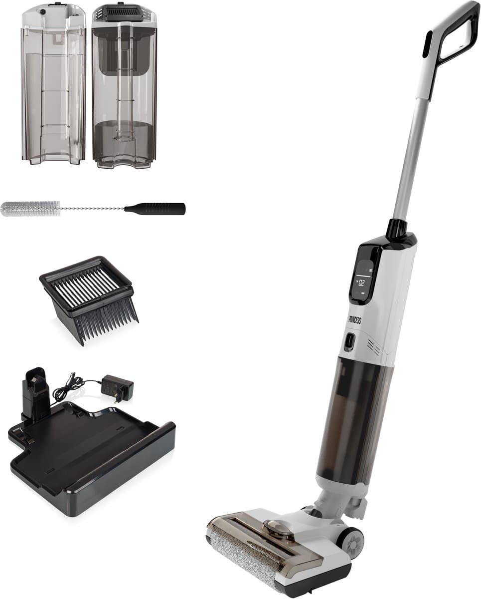 Princess 337010 AquaMotion Plus Vloerreiniger 4in1 - Draadloos - BLDC Motor - 25,9 V - Stofzuigt, wast en droogt tegelijkertijd - Elektrische dweil - Reinigingsmachine - Floor washer - 40 min accuduur — afbeelding 1