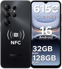 DOOGEE NOTE 56X PRO Smartphone - 32 GB RAM - 128 GB ROM - 4G Dual SIM - 6150 mAh - 6,56 inch - Anroid16 - GPS - NFC - Widevine L1 - Face ID - Zwart — thumbnail 1