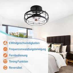 Stille Plafondventilator met Verlichting en Afstandsbediening - Dimbaar, 6 Snelheden, Ideaal voor Woonkamer en Slaapkamer — thumbnail 2