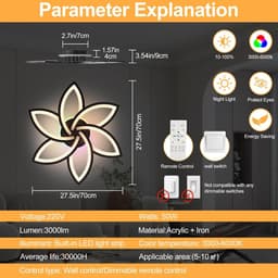 Moderne Zwarte Plafondlamp LED 50W - Dimbaar 3000K-6000K & RGB Kleuren - 3000lm - Inclusief Afstandsbediening — thumbnail 1