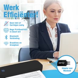 Impressora Térmica® - Thermische A4 printer - Mini Printer voor Mobiel/Tablet/Laptop - 304 DPI - Pocket Printer - Tattoo printer - Inclusief twee rollen thermisch papier - Zwart — thumbnail 5