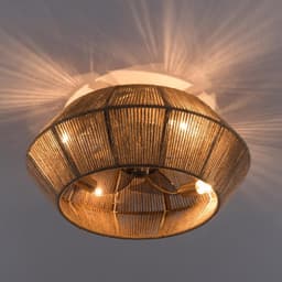 Plafondventilator met licht - Ventilatorlamp - Kamers Koelen - 6 Snelheden Timer - 46 x 18 cm - Bruin — thumbnail 1