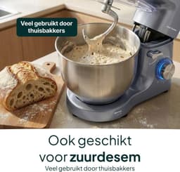 Keukenmachine - Keukenrobot mixer - Grote bereidingen - Krachtige 2000W motor - 387 x 238 cm - Grijs — thumbnail 4