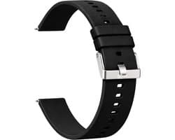 Kiraal - Premium Luxe Siliconen Horlogebandje - Siliconen - 20mm - Zwart - Smartwatch bandje - Universeel