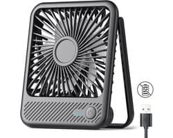 USB-bureauventilator - krachtige - ultrastille - kleine persoonlijke ventilator met 180° kantel- en inklapfunctie en 3 instelbare snelheden - USB-C-voeding met snoer - mini-USB-ventilator voor kantoor, bureau en slaapkamer - GEEN BATTERIJ — afbeelding 1