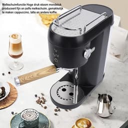 EAFC - Koffiezetapparaat – Espressoapparaat – Koffiemachine – Halfautomatisch – 20 Bar Pomp – Ingebouwde Melkopschuimer – 1,4L –Compact & Gebruiksvriendelijk - Zwart — thumbnail 5