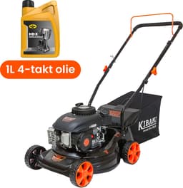 Kibani Benzine Grasmaaier 141cc – 2.2 kW / 3.0 PK incl. 1 liter 4-takt olie – 41 cm Maaibreedte – 40L Opvangzak – 3 Maaihoogtes – Handgeduwd Grasmaaier — thumbnail 1