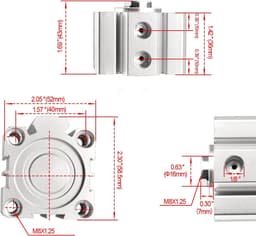 Pneumatische Compacte Aluminium Luchtcilinder 40mm Boring 10mm Slag Dubbelwerkend — thumbnail 2