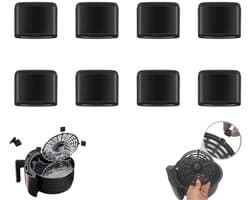 8 stuks - Siliconen beschermkap voor airfryer - Siliconen hoes voor airfryer - Zwart - Rubberen kussen voor airfryer - Rubberen vervangingsaccessoire voor airfryerbak