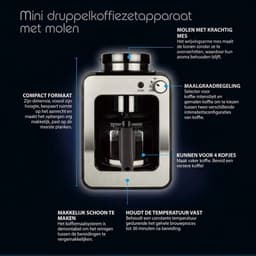SNJY® Koffiemachine met Bonen - Volautomatische Koffiemachine - Espressomachine - 600 W - Zilver — thumbnail 4