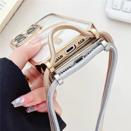 Magsafe Silicone Hoes met Koord / Touwtje & camera Protection GLass - Goud Geschikt voor iPhone 17 — thumbnail 5