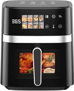 Deniva - Airfyer - Oven - Luchtfriteuse - Airfryer 5,5 liter - 8 in 1 - Touchscreen - Kijkvenster - 200 Graden - Gezin - Zwart — thumbnail 1
