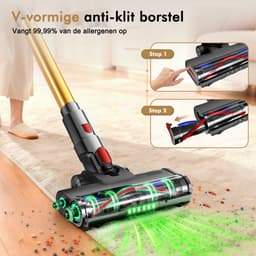 Hiaonyx steelstofzuiger - 9-in-1 steelstofzuiger draadloos - 75000pa - Met dierenborstel - LED Groene Stofdetectielamp - Geschikt voor Tapijten - Harde Vloeren en Dierenharen - 2-liter stofopvangbox - Paars — thumbnail 2