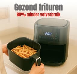 Aurixi® Airfryer xl - Airfryer xxl - Heteluchtfriteuse - 6 Liter - Timer tot 60 Minuten- Zwart - ‎39cm x 29cm x 34cm — thumbnail 8