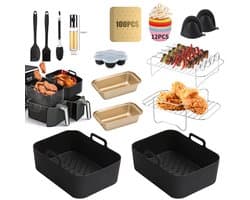 15-delige Heteluchtfriteuse Accessoireset - Dubbele Airfryer Accessoires Set - Geschikt Voor Dual Airfryers - Ninja Foodi AF400 AF451 - Dubbele Airfryer Accessoires