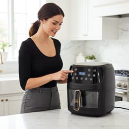 AG5100 Airfryer XXL Premium Zwart – 5,5L Hete Luchtfriteuse – Digitaal Display – 8 Programma’s – Anti-aanbak – Vaatwasserbestendig – Extreem Stil – Gezond Koken Zonder Olie – Inclusief Receptenboek — thumbnail 12