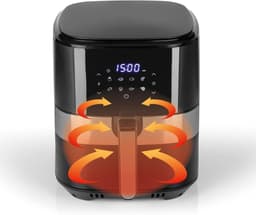 Aurixi® Airfryer xl - Airfryer xxl - Heteluchtfriteuse - 6,2 Liter - 8 programma's - roestvrij staal/zwart - 30cm x 39cm x 34cm — thumbnail 6