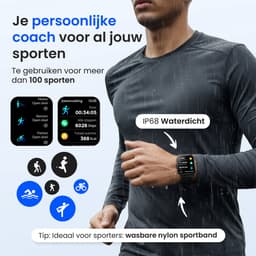 Siltcon® Smartwatch Heren Pro - Smartwatch Dames Pro - Sporthorloge Dames & Heren - Stappenteller Horloge - Hartslagmeter – Bloeddrukmeter - Slaapmonitor - Saturatiemeter – Belfunctie - Elke Smartphone - RVS - Elke pols - Incl. 4 Bandjes — thumbnail 4