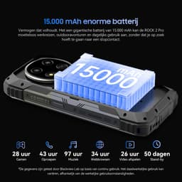 Blackview ROCK 2 Pro - Robuuste Smartphone - 5G - 32GB RAM - 256GB ROM - 6.67 inch 120Hz - 15000mAh Robuuste Telefoon - Android 16 - NFC - GPS - Zwart — thumbnail 5