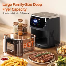 Waves- Airfryer - Airfryer oven - Airfryer XL - Friteuse - Zichtbare luchtfriteuse - Kleur zwart - Geschikt voor 4 tot 6 personen — thumbnail 2