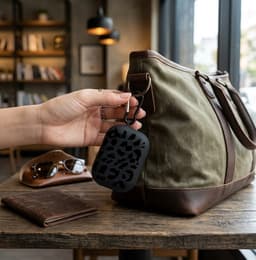 Zwart grafisch patroon hoesje voor oordopjes geschikt voor AirPods Pro 2 – compact beschermhoesje met onregelmatige print, mat oppervlak en karabijnhaak — thumbnail 5