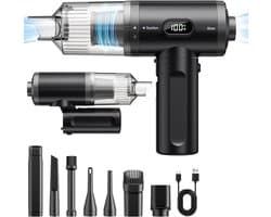 Sander Shop Handstofzuiger, 11000PA autostofzuiger, draadloos, opvouwbare mini-autostofzuiger met krachtige borstelloze motor , draagbare stofzuiger voor huisdierenhaar, voertuigen