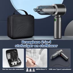 Sander Shop 2-in-1 handstofzuiger accu, 15000PA handstofzuiger, draadloos, autostofzuiger, sterk, 3 snelheden 80.000 tpm elektrische stofblazer persluchtspray voor het reinigen van auto, keuken, pc, bank, kantoo — thumbnail 5
