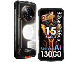 DOOGEE Fire 5 Ultra Robuuste Smartphone - 32GB RAM 256GB ROM - Gemini AI - 13000 mAh - IP68/IP69K Outdoor telefoon - 6,6 inch 90 Hz - Android 15 - NFC GPS - Oranje