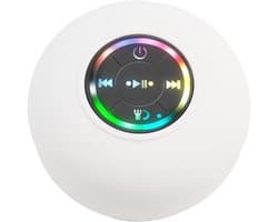Douche luidspreker - Badkamer speaker draadloos - Muziek luisteren onder douche - IPX4 waterdicht met LED - 9x9x5 cm - Wit