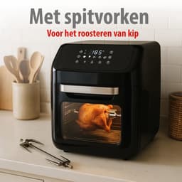 alpina Airfryer Oven XXXL - Heteluchtfriteuse 12L - Air Fyer 8 Personen en Meer - Heteluchtoven met Digitaal Display - Incl. Accessoires - Rotisserie Spit en Spitvork — thumbnail 4