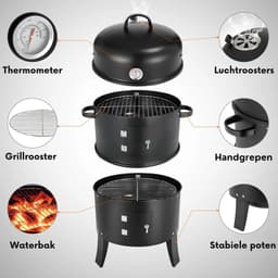 Rolu 3-in-1 BBQ Smoker – Rookoven - Grillen – Roken – Stomen – Barbecue – Slow Cooking – 4 Tot 6 Personen – Inclusief Waterpan — thumbnail 2