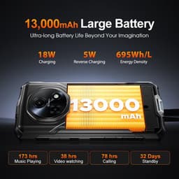 DOOGEE Fire 5 Ultra Robuuste Smartphone - 32GB RAM 256GB ROM - Gemini AI - 13000 mAh - IP68/IP69K Outdoor telefoon - 6,6 inch 90 Hz - Android 15 - NFC GPS - Groen — thumbnail 2