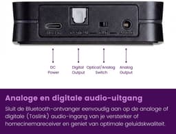 Marmitek BoomBoom 93 Bluetooth Receiver - Bluetooth ontvanger - aptX Low Latency - Digitale audio-uitgang — thumbnail 4