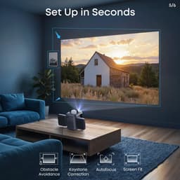 soundcore Nebula P1i Intelligente projector met wifi en bluetooth - Draaibare luidspreker - Dolby 2.0 audio - 380 ANSI lumen - Full HD 1080P - 10W dual stereo - GTV - Draagbaar — thumbnail 3