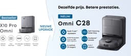 eufy Nieuw 2026 Robotstofzuiger met Dweil C28 Omni, HydroJet-zelfreinigende Dweilrol, Upgrade van X10 Pro, 15.000 Pa Zuigkracht, Alles-in-één Station, Automatisch Dweilen en Drogen, AI-obstakeldetectie — thumbnail 2