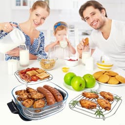 Airfryer rooster - RVS 304 - Vierkant Bakrooster - 20x20cm - grillrooster - Geschikt voor Ninja Foodi - Bakrooster - Afkoelrek & Stoomrek - Airfryer Accessoires - Vaatwasserbestendig - Zilver — thumbnail 6