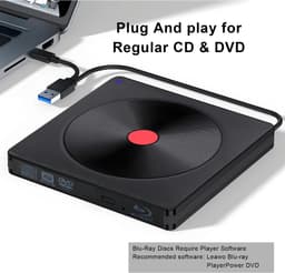 Rolu Draagbare DVD Speler – Draagbare Blu Ray/BD/CD Speler – USB C - USB 3.0 – Windows & Mac – Laptop — thumbnail 2
