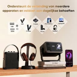 XGODY Mini Beamer – Full HD Projector met Netflix, Android 11, WiFi 6 & Bluetooth 5.4 – Autofocus & 4D Keystone – Thuisbioscoop Beamer – Zwart — thumbnail 5