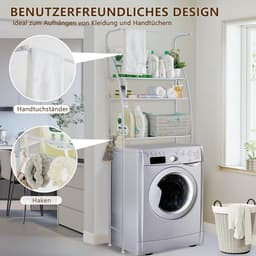 Drie-laags Wasmachine Rek Zonder Boren - Stabiele Metalen Opbergplank voor Badkamer — thumbnail 2