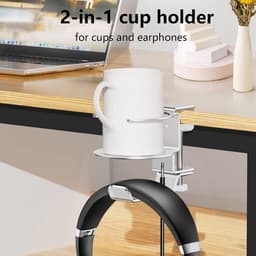 Flexibele Onder-Bureau Bekerhouder en Headset Ophangbeugel — thumbnail 2