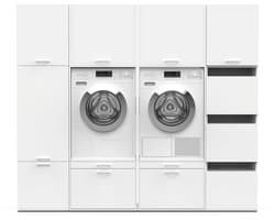 Washcab® Wasmachine Kast - Wasmachine Verhoger - Wasmachine Ombouw - Wit - Met lade - Duo Set High 5
