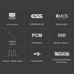 High-Res DAC met 32-bit Versterker en USB XMOS Ondersteuning Zwart — thumbnail 2
