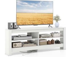 Lage TV-Kast Hoekmodel Wit met Ingebouwd Stopcontact en USB-C