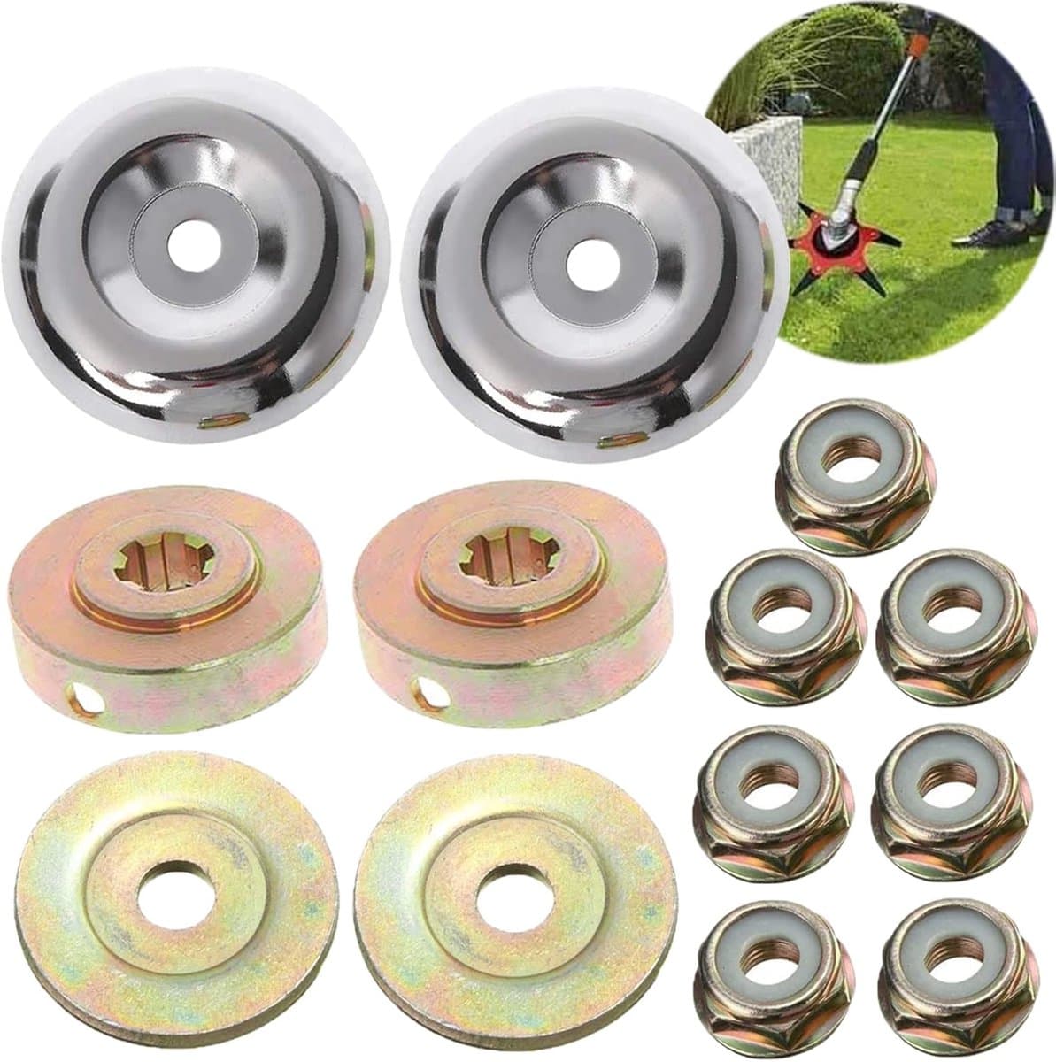 8 STUKS Grasmaaier Versnellingsbak Metalen Universele Bosmaaier Versnellingsbak Adapter met 5 STKS Trimmer Draad voor Strimmer Bosmaaier Trimmers — afbeelding 1