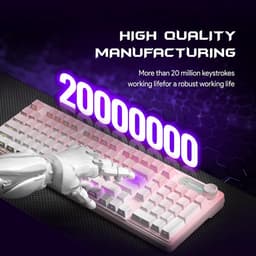 Furycube IP98 PRO - Mechanisch-Feeling Gaming Toetsenbord - 98 Toetsen - RGB Verlichting - Draadloos & Bedraad - 5000mAh Batterij - Roze — thumbnail 2