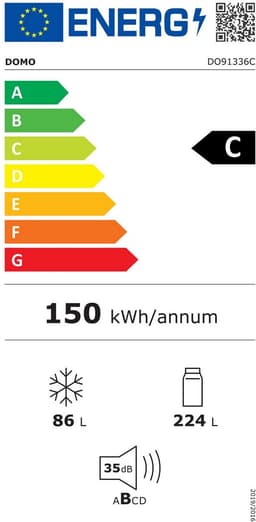 DOMO DO91336C Koelvriescombinatie - Koelkast met Diepvriezer - No Frost - Energieklasse C - 310 L - Inox — thumbnail 2